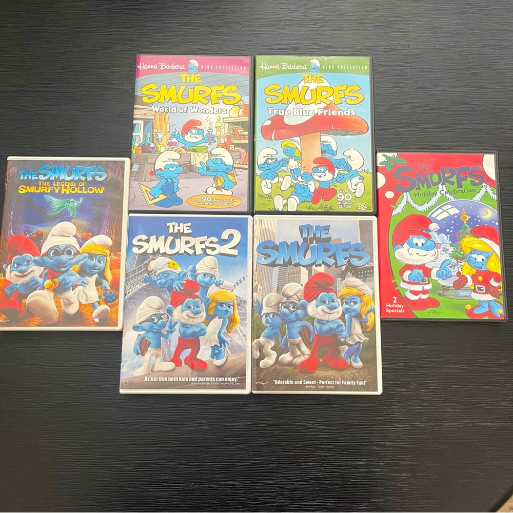 Bundle Lot of 6 The Smurfs DVD Movies, in Cases